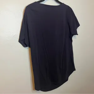 Lands' End Navy Blue Black Drape Neck Blouse Medium thumbnail 5