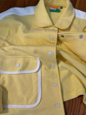 Strawberry western heart snap yellow cardigan collared size S cotton fall thumbnail 2