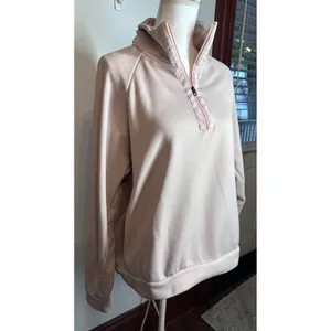 Nike Womens Quarter Zip Fleece Pullover Pink Logo Tape Side Pockets Large thumbnail 2