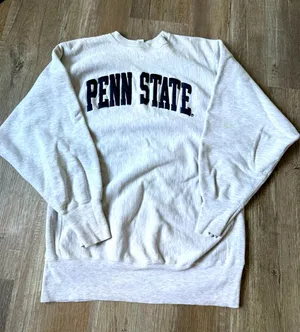 Champion VTG Reverse Weave PENN STATE Sweatshirt Crewneck Embroidered Gray Blue Size S M thumbnail 1