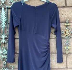 Ralph Lauren Evening Gown Dress Beaded Necklace Long Sleeve Maxi Purple Size 4 thumbnail 8