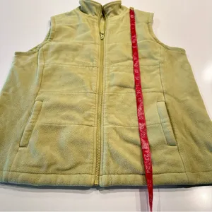 Lands End Lime Green Zip Up Fleece Vest Size Medium‎ thumbnail 3