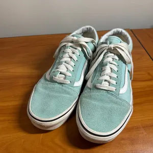 Vans Old Skool‎ Low Top Sneaker Suede Leather Skate Teal Light Blue W9.5 thumbnail 2