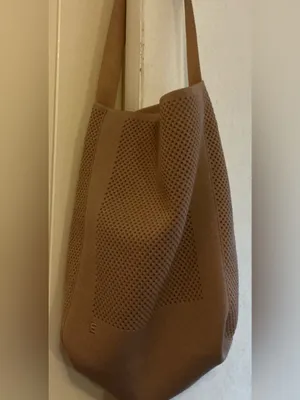 Rare Out Of Stock Brown Taupe Everlane Knit Woven Slouchy Shoulder Tote Handbag thumbnail 3