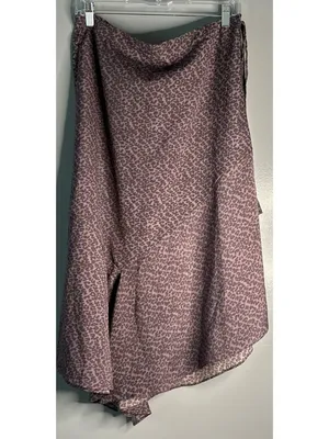 Women’s XL Leopard Print Midi Skirt Mauve Purple Boho Flowy Festival thumbnail 2