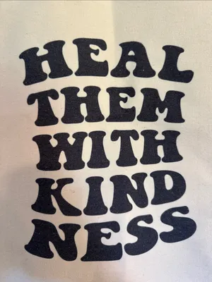 Handcrafted Canvas Tote Bag with "Heal Them With Kindness" Print thumbnail 2