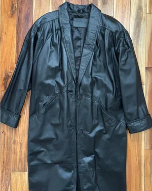 Jacqueline Ferrar Black Leather Trench Coat – Made in Korea thumbnail 2