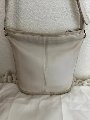 Vintage COACH Maggie Leather Bucket Bag in Rare Bone Ivory Crossbody 0137-039 thumbnail 5