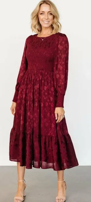 Baltic Born Stockholm Smocked Midi Dress Long Sleeve New Without Tags thumbnail 1