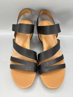 Naturalizer Cynthia Wedge Sandals Womens 9M Black Leather Cork Platform Straps thumbnail 3