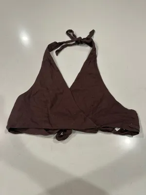 American Eagle Linen Blend Halter Wrap Crop Top thumbnail 2