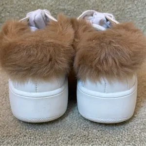 Steve Madden Brenner Faux‎ Fur Trim Leather Outsole Sneakers White Size 6 thumbnail 4