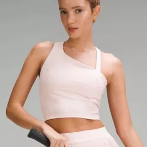 Lululemon Asymmetrical Baby Pink Workout Tank Supportive Activewear Size 14 thumbnail 1