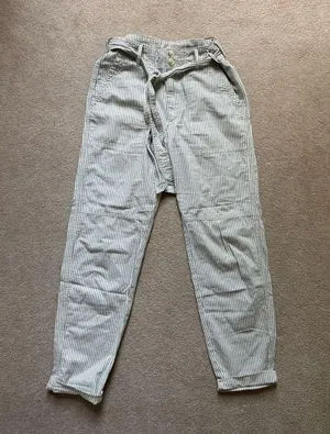 American Eagle Pinstripe High Waisted Belted Pants thumbnail 2