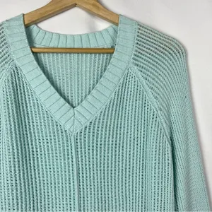 Ann Taylor LOFT Light Blue V-Neck Pullover Sweater S‎ thumbnail 3
