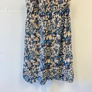 Anne Klein Butterfly Print Halter Midi Dress Blue Size 4 Ruffle‎ Neck Tie Back thumbnail 4