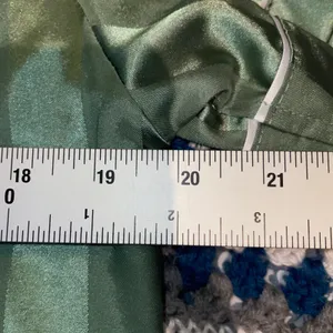 Sage Green Striped Satin Pajama Set Short Sleeve Button Down Shorts Womens Small thumbnail 7