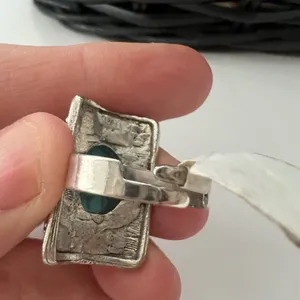Turquoise Silvertone Ring Native Style Blue Fashion Rings Gemstone Plated Navajo thumbnail 3