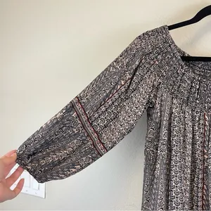 Anthropologie Black and Cream Off the Shoulder Lace Trim Western Boho Top Size S thumbnail 5
