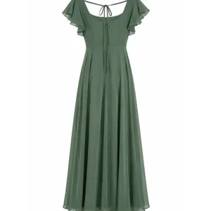 Azazie Bondi A-Line Ruched Chiffon Dress – Eucalyptus – Size 8 (Average) – NWT thumbnail 4