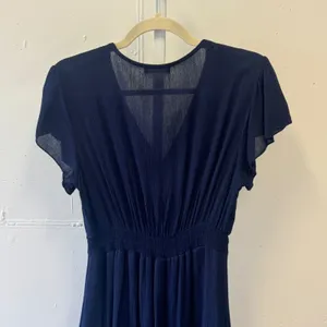 Altar'd‎ State Navy Blue Flutter Sleeve Smocked Waist Tiered Ruffle Mini Dress M thumbnail 5