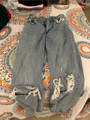 Abercrombie & Fitch Light Wash Distressed Jeans thumbnail 1