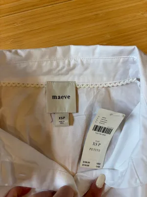 Anthropologie White Button Down Blouse Maeve  thumbnail 5