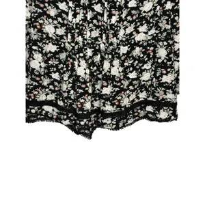 Maeve‎ Anthropologie Floral Lace Trim Blouse Womens 10 Black Boho Pleated Rayon thumbnail 12