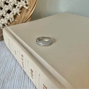 925 Channel Set Pave Silver Diamond Ring Vintage “Liene” Round Band Classic Mens Jewelry thumbnail 11