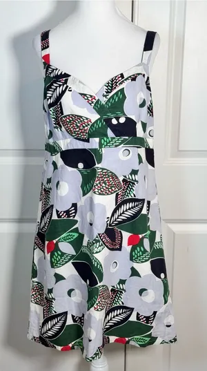 Boden Harbor Forties Floral Sundress Womens 10R Linen Cotton Retro Resort A-Line thumbnail 1