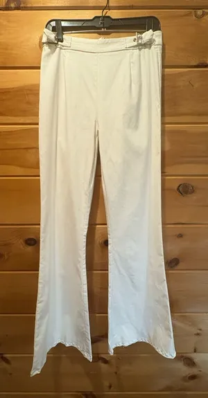 White Fox Boutique Cream Wide Leg Pants with Silver Buckles Size XL thumbnail 1