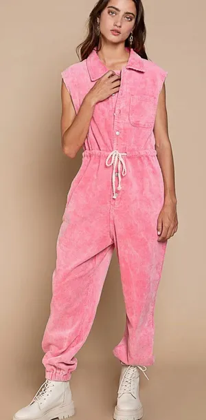 Boutique Corduroy Pink Jumpsuit thumbnail 2