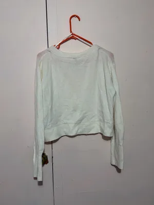 H&M Cream Cropped V-Neck Button Cardigan thumbnail 4
