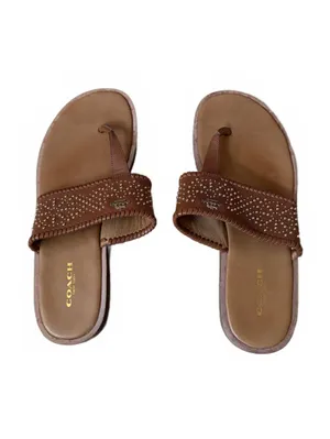 Coach Bernice Soft Veg Leather Sandals Flip Flop Thong Saddle A7867 Size 8 thumbnail 3