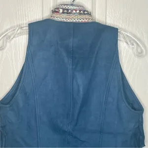 V Christina Faux Suede Fringe Blue Vest Size S Festival Ready Boho thumbnail 10