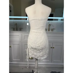 ace Tube Dress Womens Small White Ruched Strapless Bodycon Mini thumbnail 5