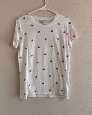 Lucky Brand White Short-Sleeve Tee with Red strawberry Print thumbnail 1