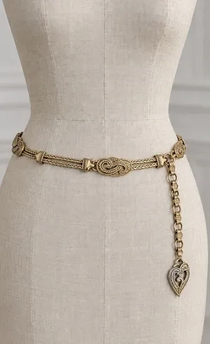 Brighton Vintage 90s Bali Hai Gold Tone Chain Belt Paisley Scroll Large Rare thumbnail 1