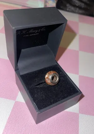 This is a Persona Sterling Silver "Soft Pink Fiery Copper" bead charm with a sterling silver core. thumbnail 1