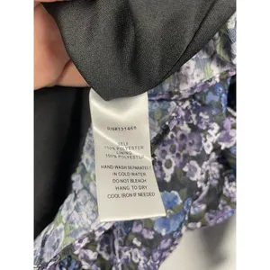 Vici Blue Purple Black Floral Ruched Long Sleeve Chiffon Mini Dress Size L‎ thumbnail 6
