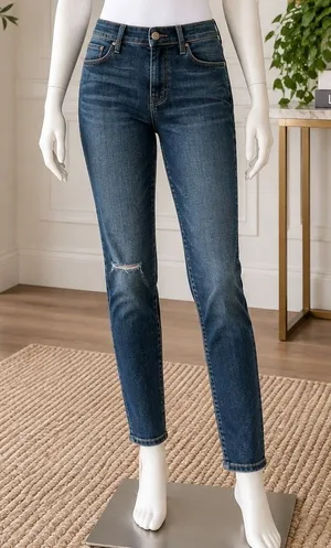 FRAME Le High Skinny Jeans Dark Wash Distressed Knee Designer 25 thumbnail 1
