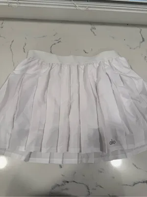 ALO Yoga White Pleated Skater Skirt thumbnail 2