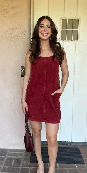 Cotton On Burgundy corduroy mini dress sz small thumbnail 2