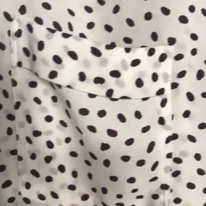Loft Blouse Quarter Button Pockets White with Brown Polka Dots Size M thumbnail 5