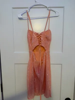Windsor Pink Sequin Padded Lace-Up Back Mini Dress Size Medium thumbnail 5