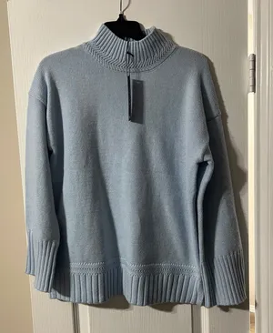 Tahari Light Blue Mock Neck Sweater thumbnail 1
