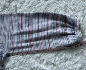 Madewell Sweater Bubble-Sleeve Crop Top in Rainbow Stripe XL thumbnail 13