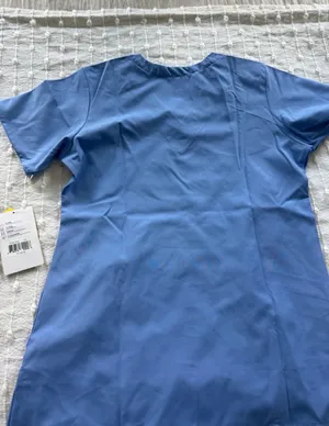 WonderWink NWT W123 Scrub top ceil blue size xs short sleeve pockets thumbnail 4