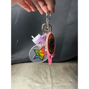 Boutique Pride Keychain Bundle 4pc Love Wins Pride Day Tumbler Motel Tag Rainbow Charms thumbnail 2
