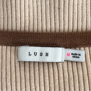 Lush Ribbed Cropped Top Size M Tan Neutral Minimalist Clean Girl Boho 70's thumbnail 6